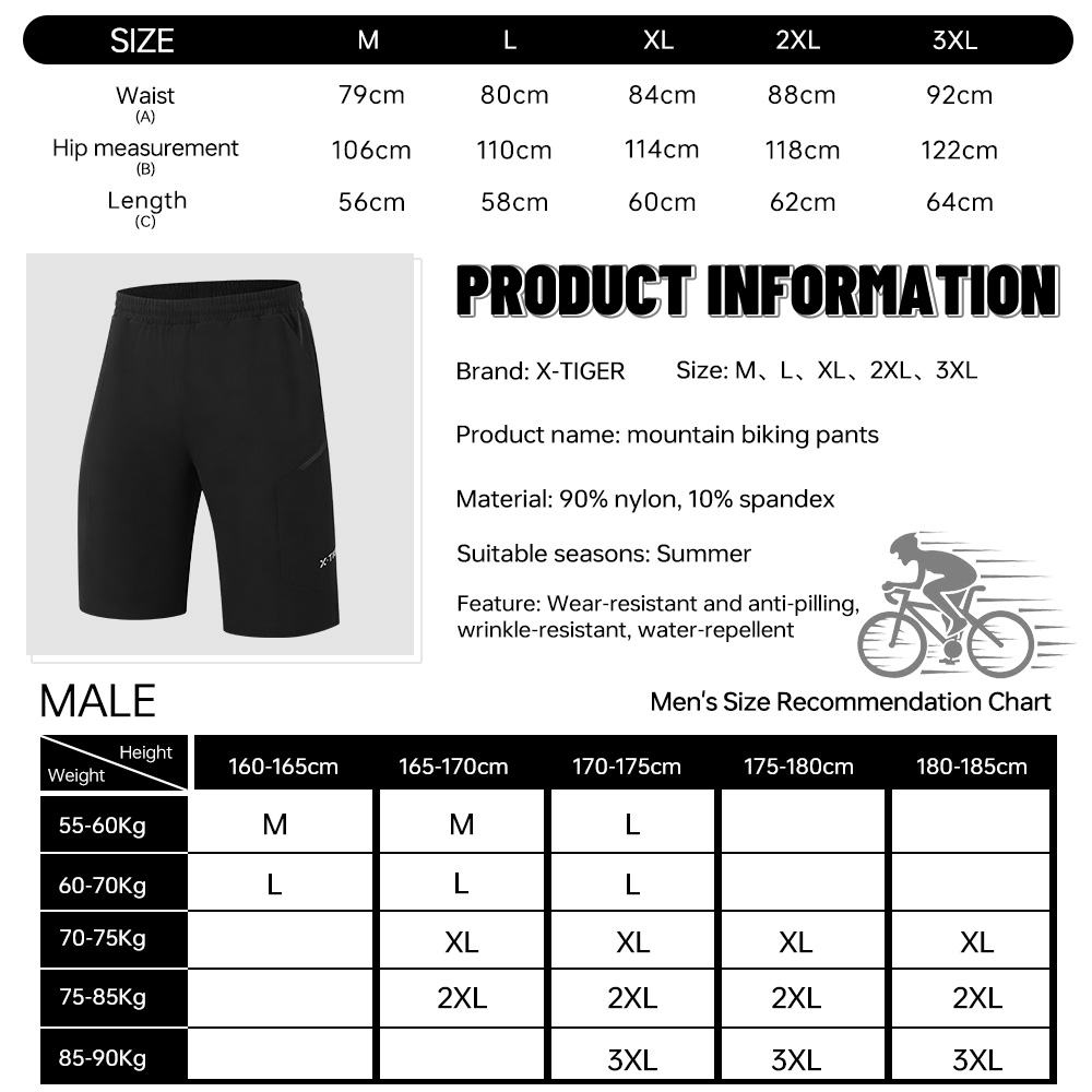 X-TIGER Short de cyclisme 2 en - Cycling Shorts For Commute avis et prix